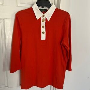 Ralph Lauren Orange Long Sleeve Polo Shirt